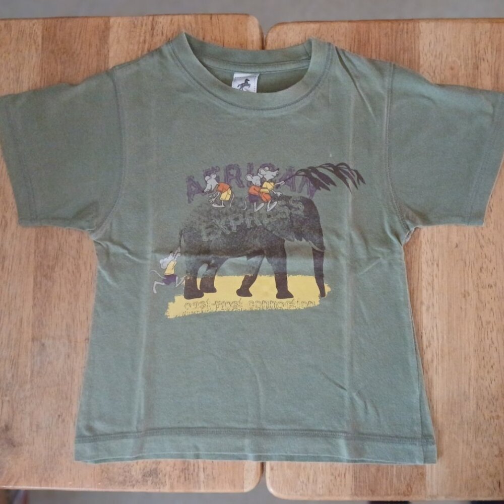 PALOMINO olive green print S/S tee sz 104 EU/4T US boys